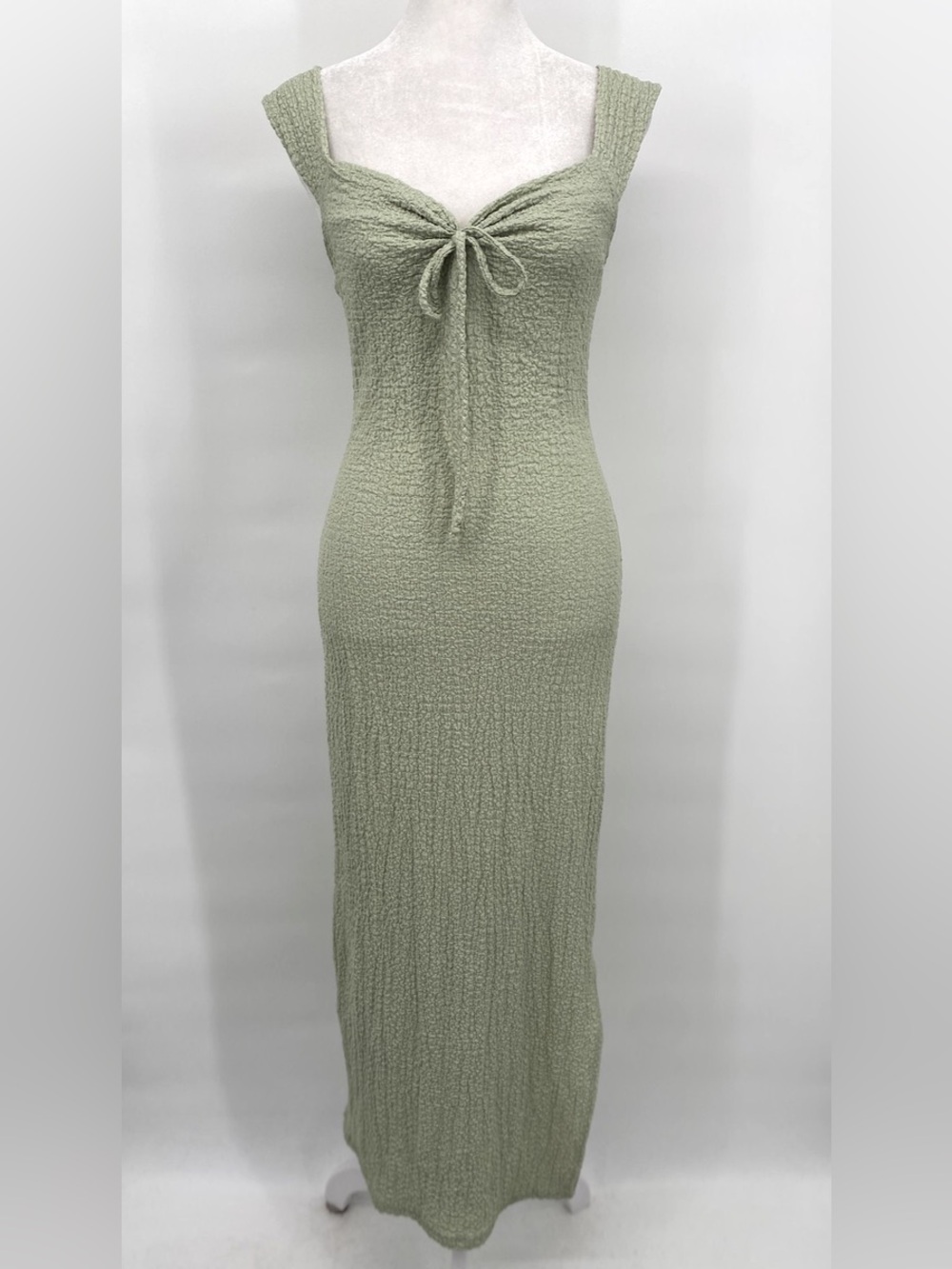 See You Monday Sweetheart Bodycon Maxi Dress in Sage Green | Medium
